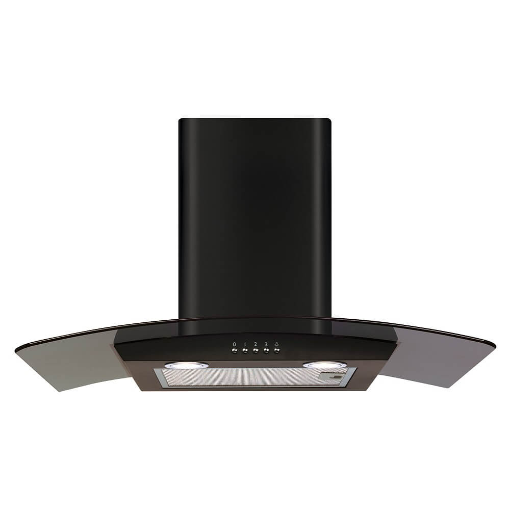 CDA ECP72BL 70cm Curved Glass Extractor, Black, 3 Speed
