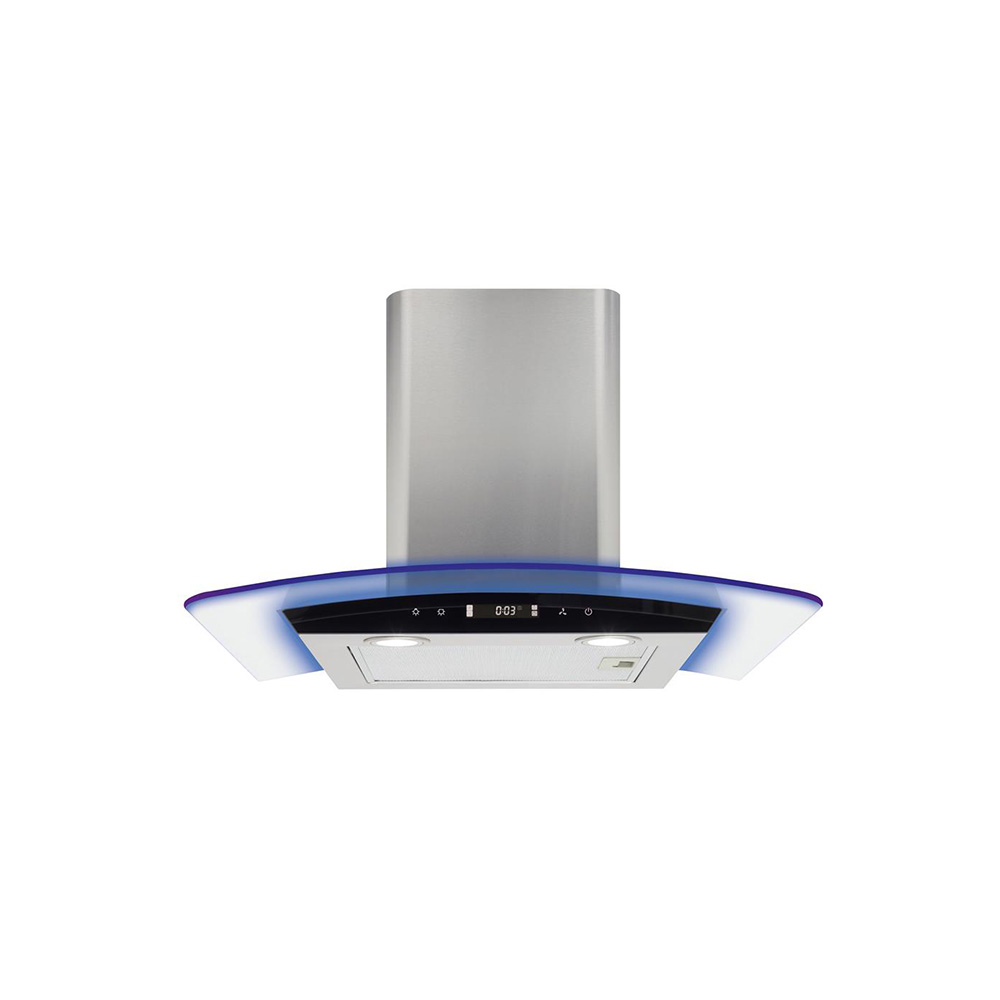 CDA EKP60SS 60cm Curved Glass Extractor with LED Edge Lighting, Stainless Steel, 3 Speed